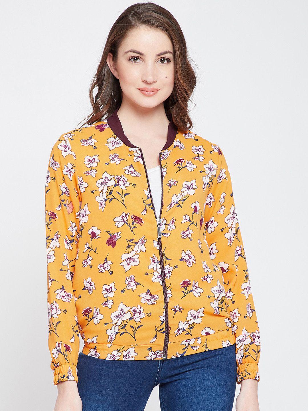 marie claire women yellow floral print bomber jacket