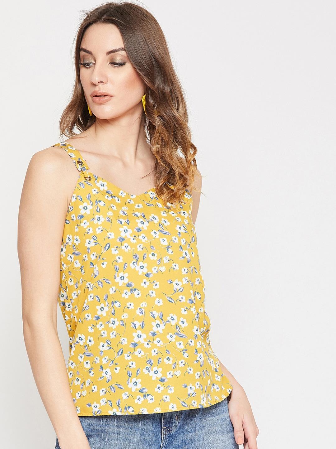 marie claire women yellow printed top