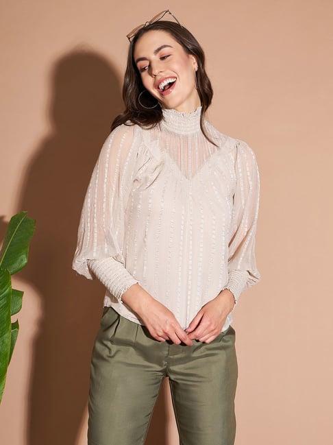 marie claire beige striped top