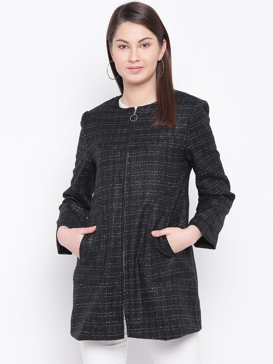 marie claire black checked woollen longline tailored jacket