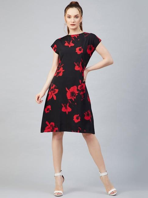 marie claire black floral print shift dress