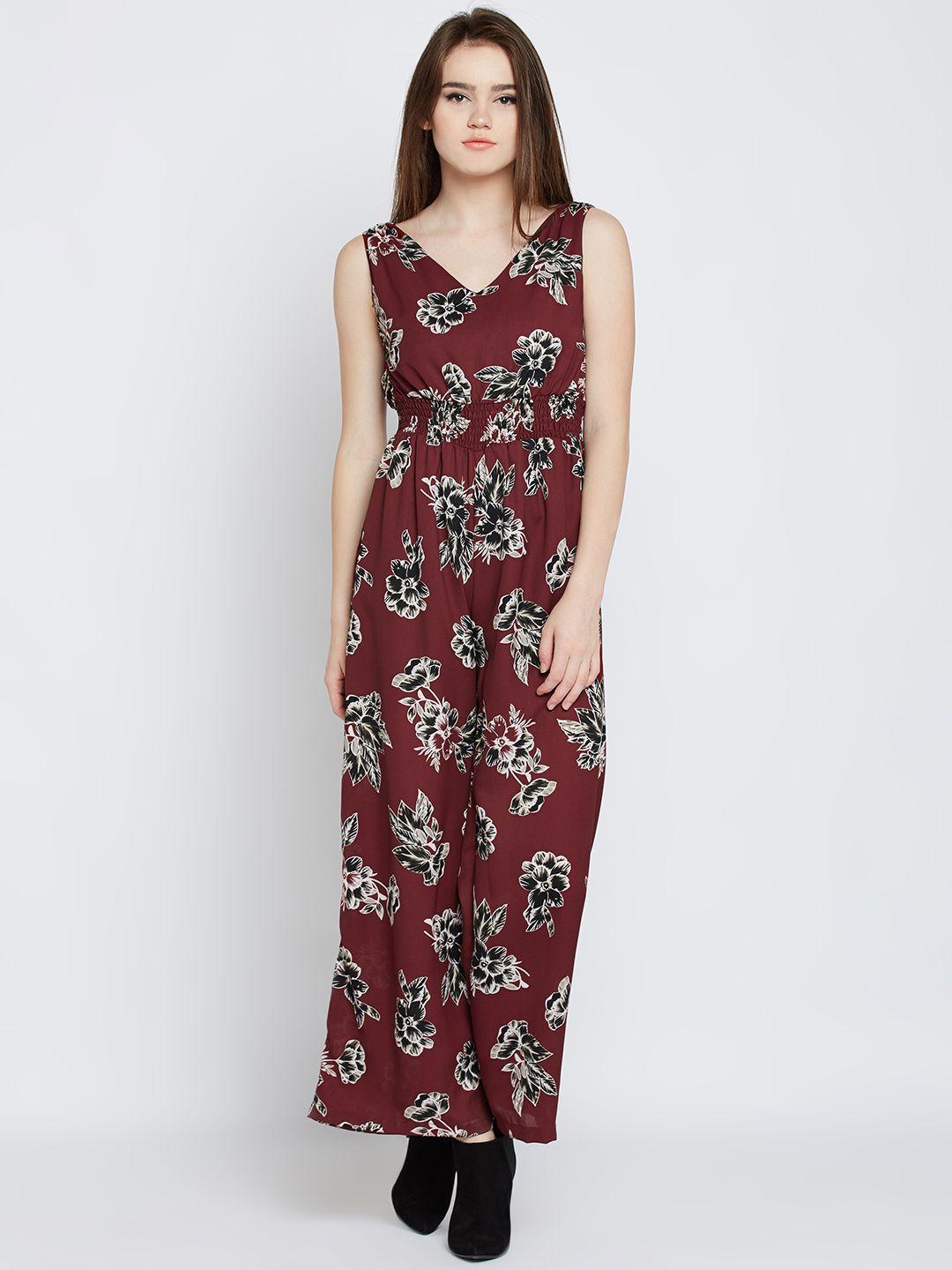 marie claire brown & black floral print jumpsuit