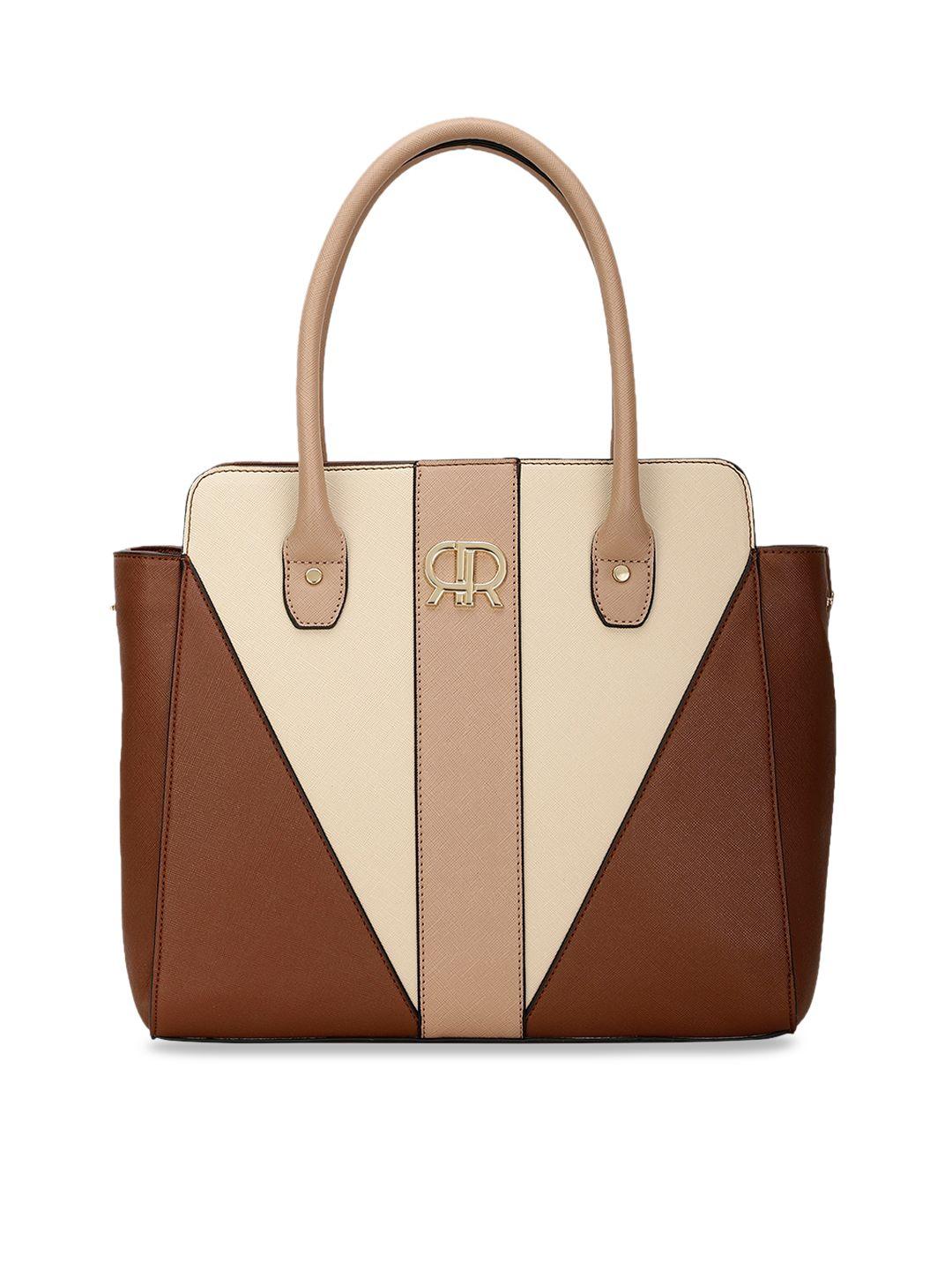 marie claire brown colourblocked structured shoulder bag