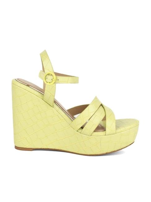 marie claire by bata women's green ankle strap wedges