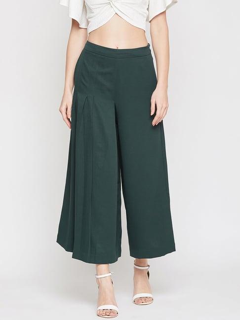 marie claire green high rise flared fit culottes