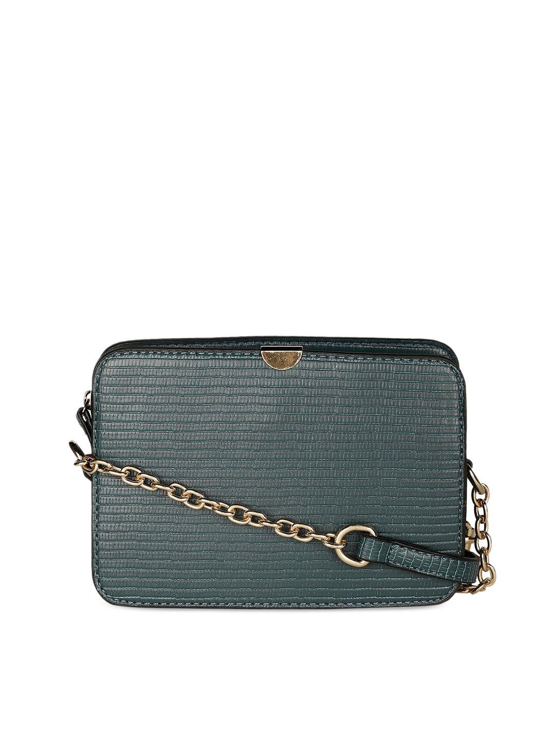 marie claire green leather structured sling bag