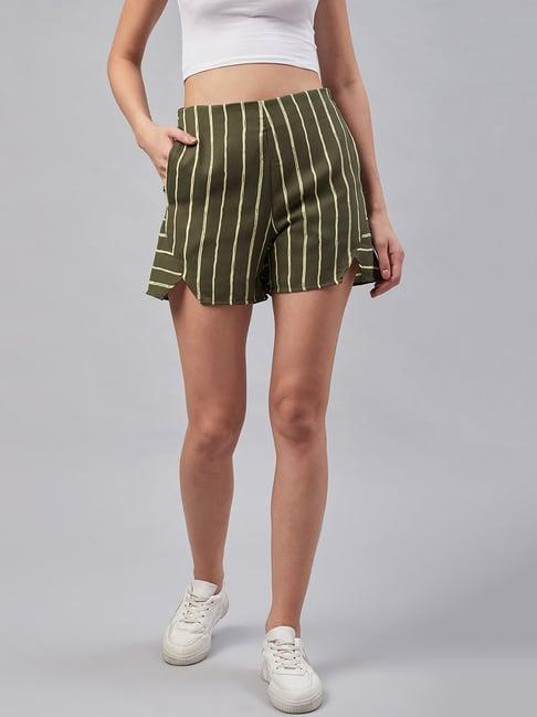 marie claire green striped shorts