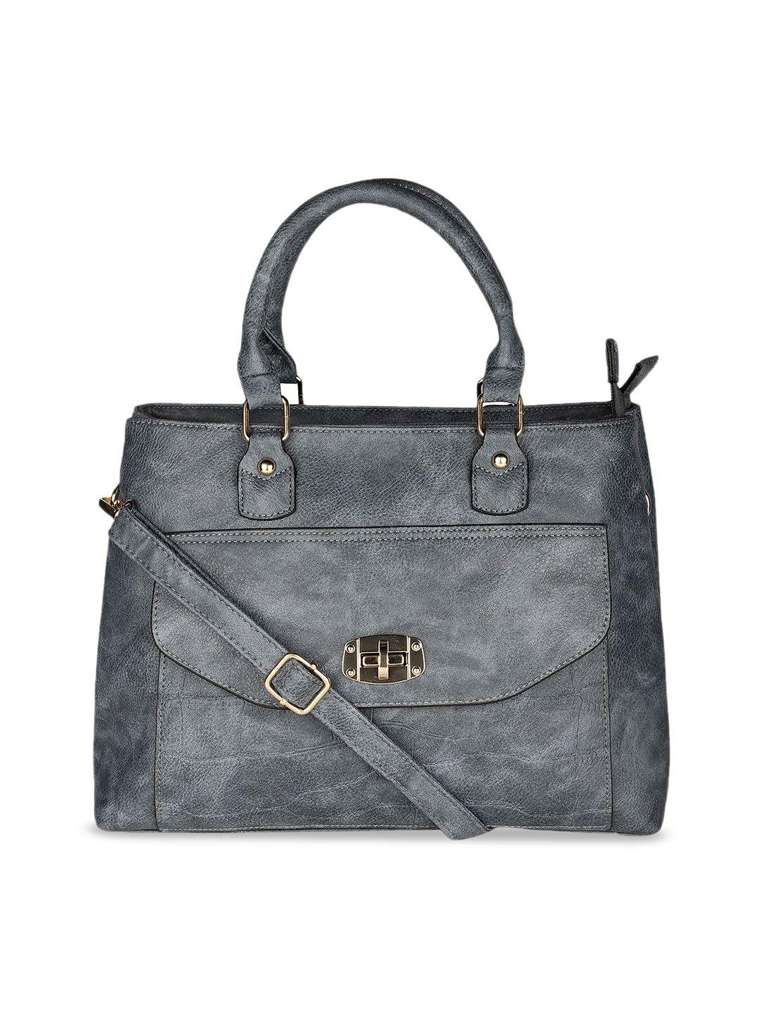 marie claire grey leather structured satchel bag