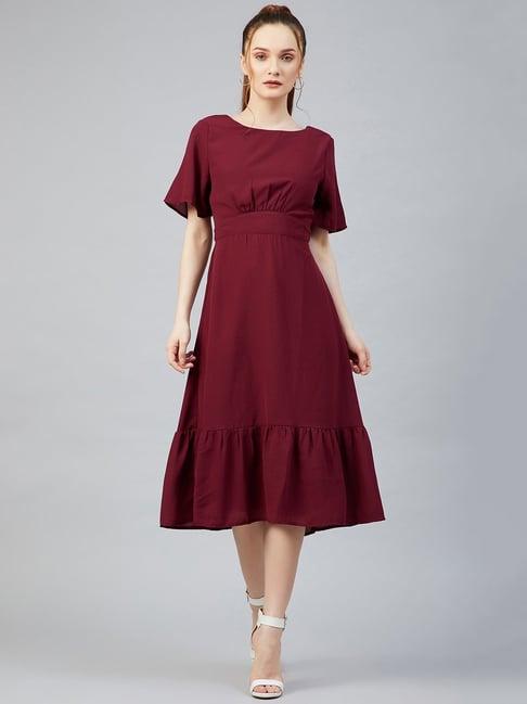 marie claire maroon midi dress