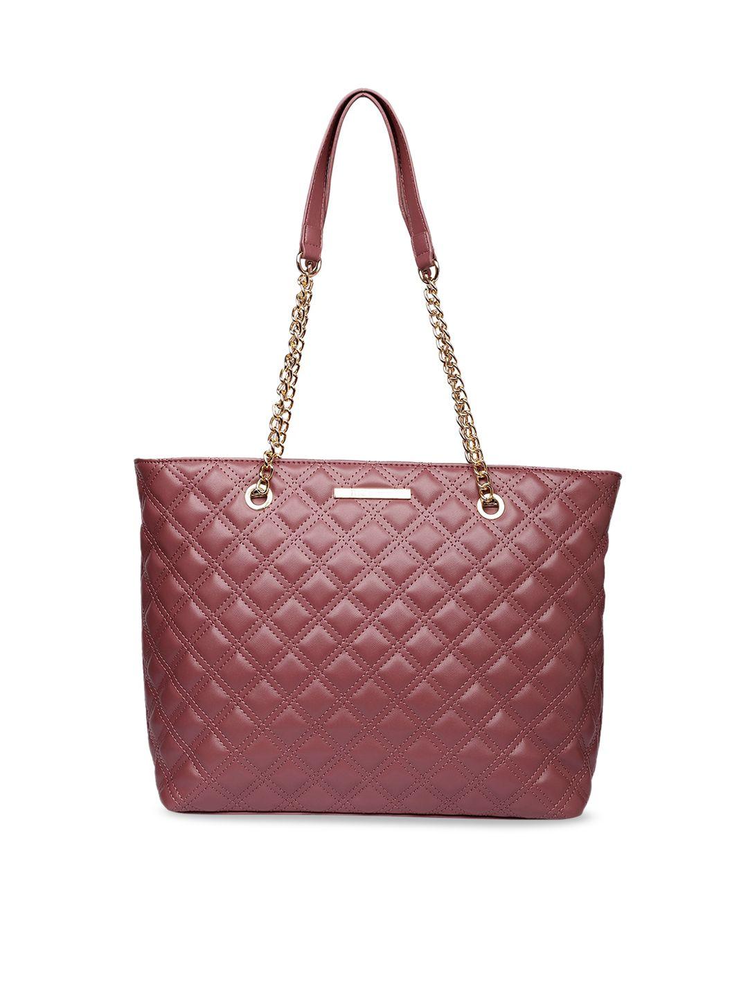 marie claire maroon textured structured shoulder bag with quilted