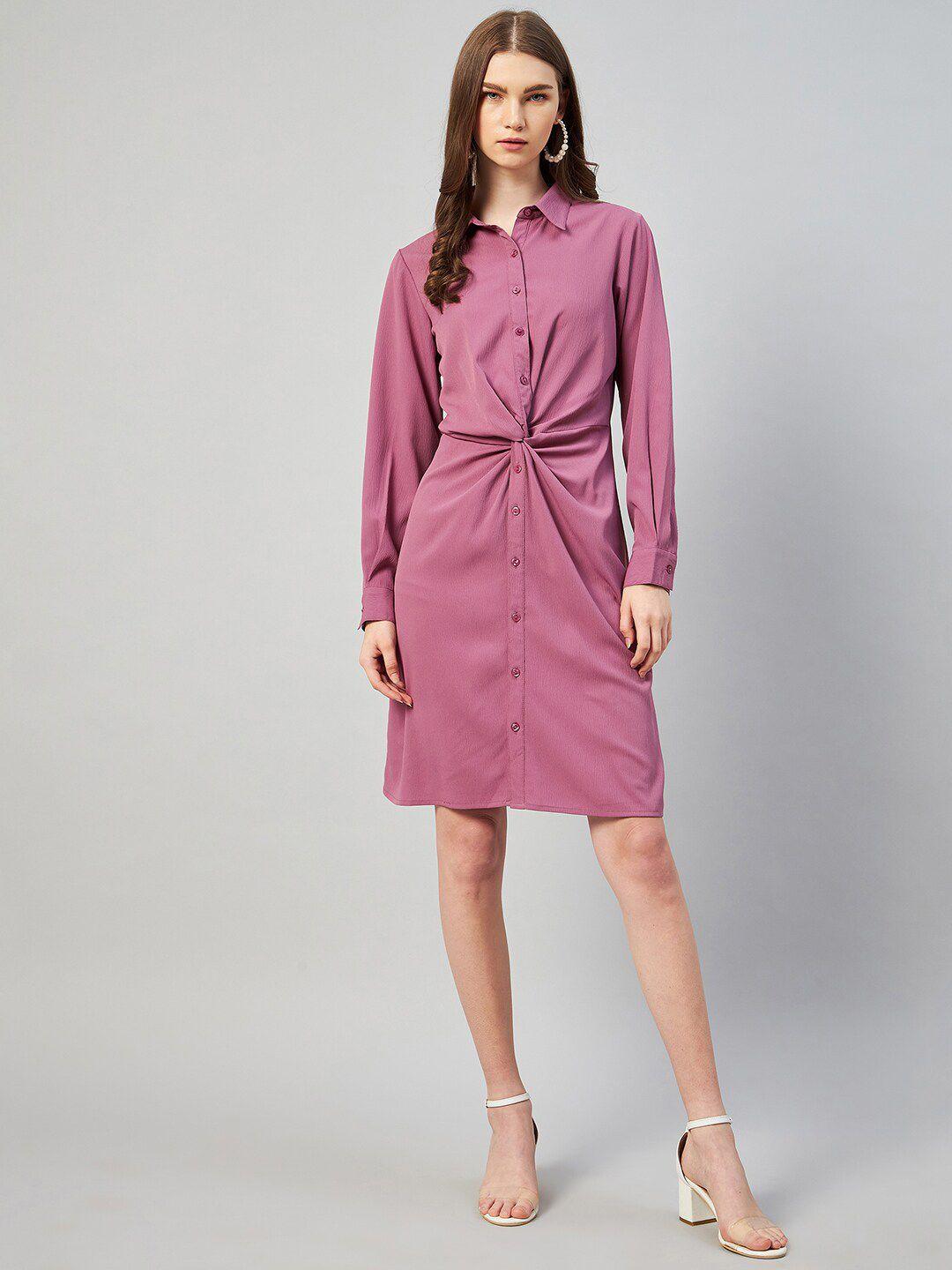 marie claire mauve crepe shirt dress