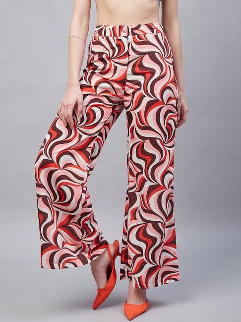 marie claire multicolor printed high rise regular fit trousers