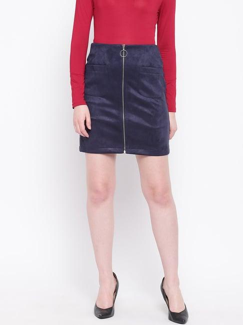 marie claire navy a-line mini skirt