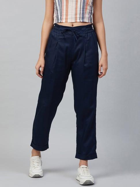 marie claire navy mid rise regular fit trousers