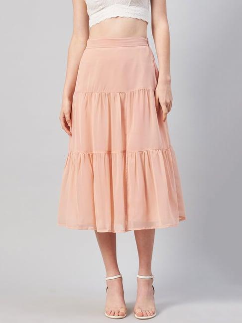 marie claire peach a-line midi skirt