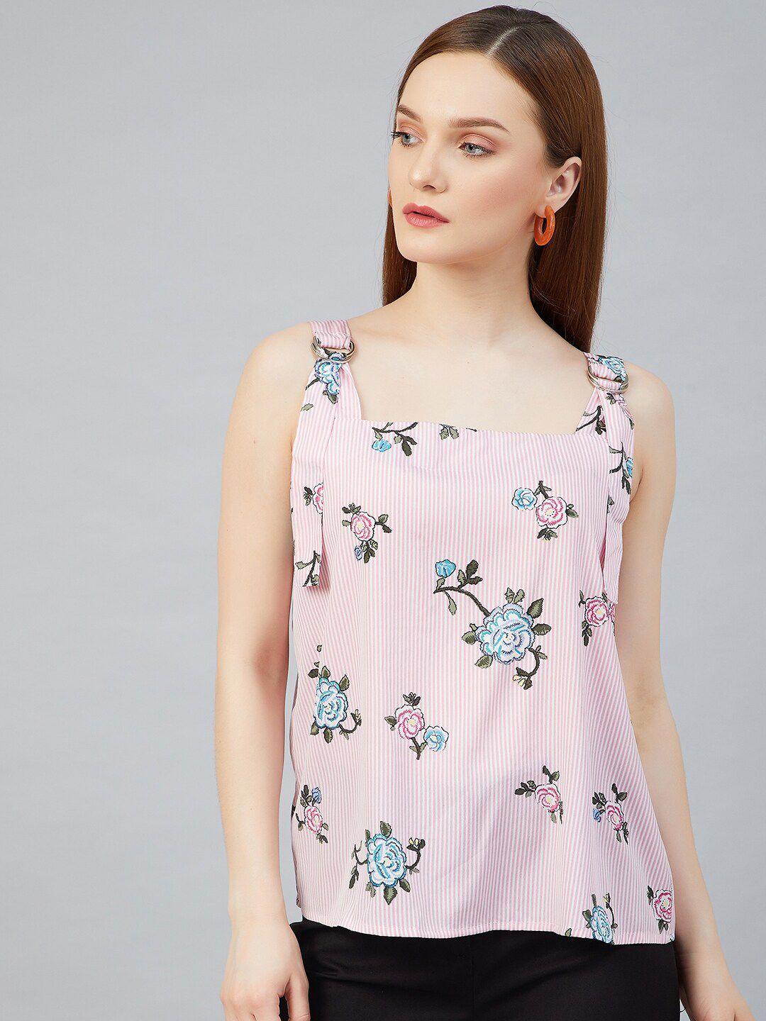 marie claire pink floral crepe regular top