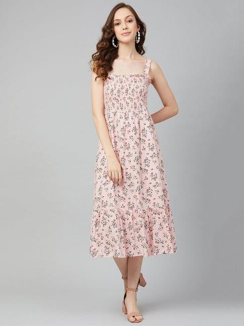 marie claire pink floral print midi dress