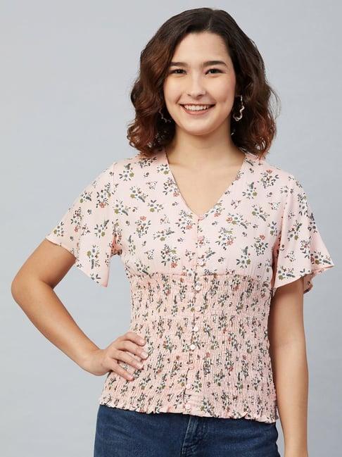 marie claire pink floral print top