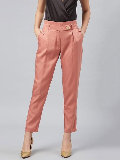 marie claire pink high rise regular fit trousers