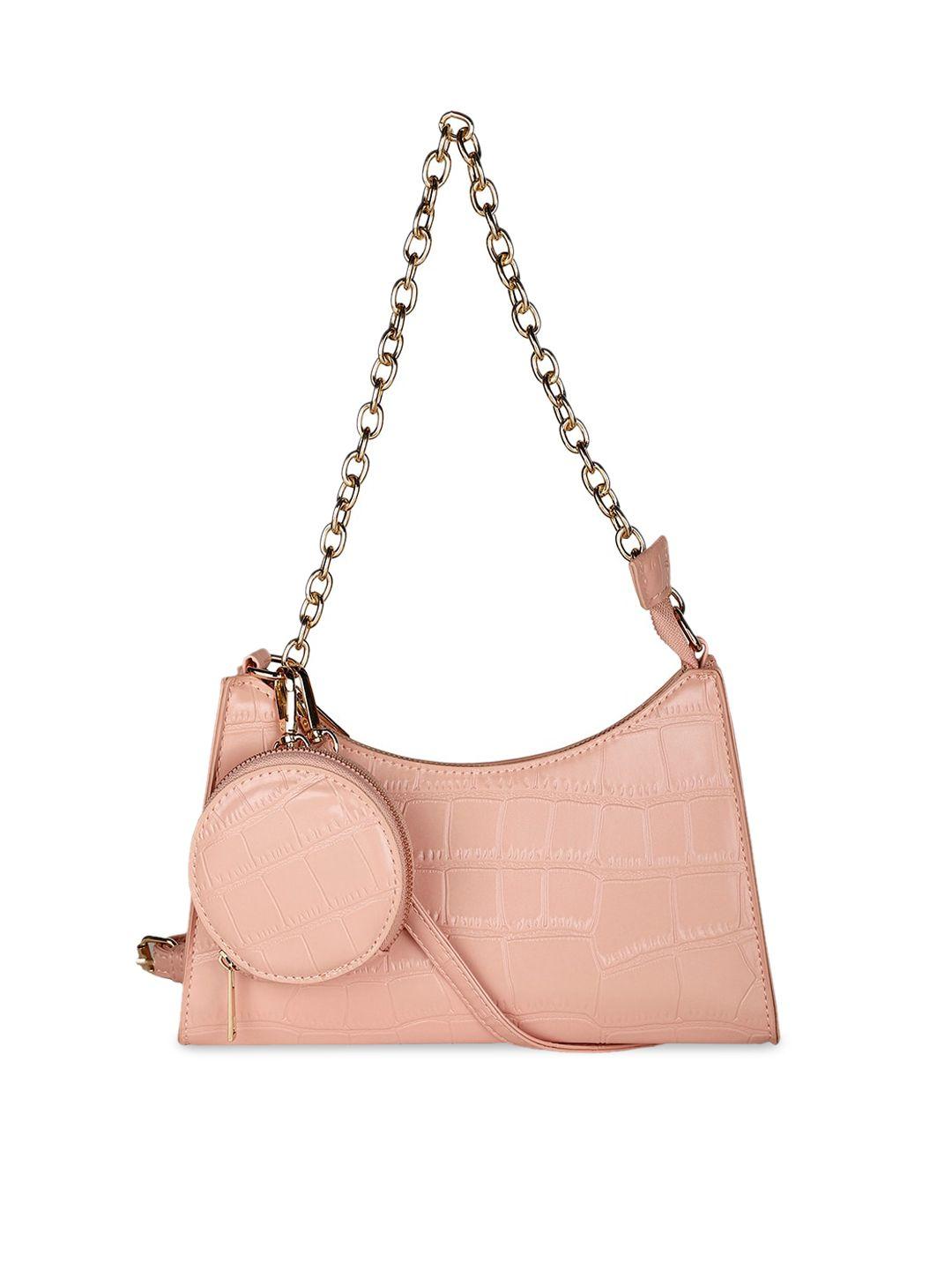 marie claire pink textured structured hobo bag