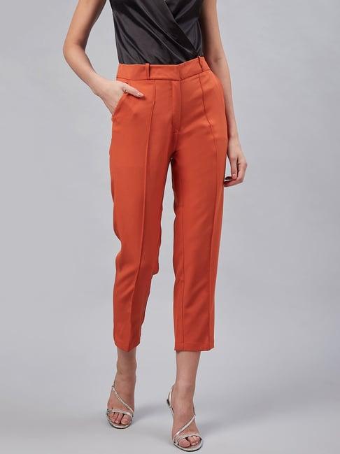 marie claire red mid rise regular fit trousers