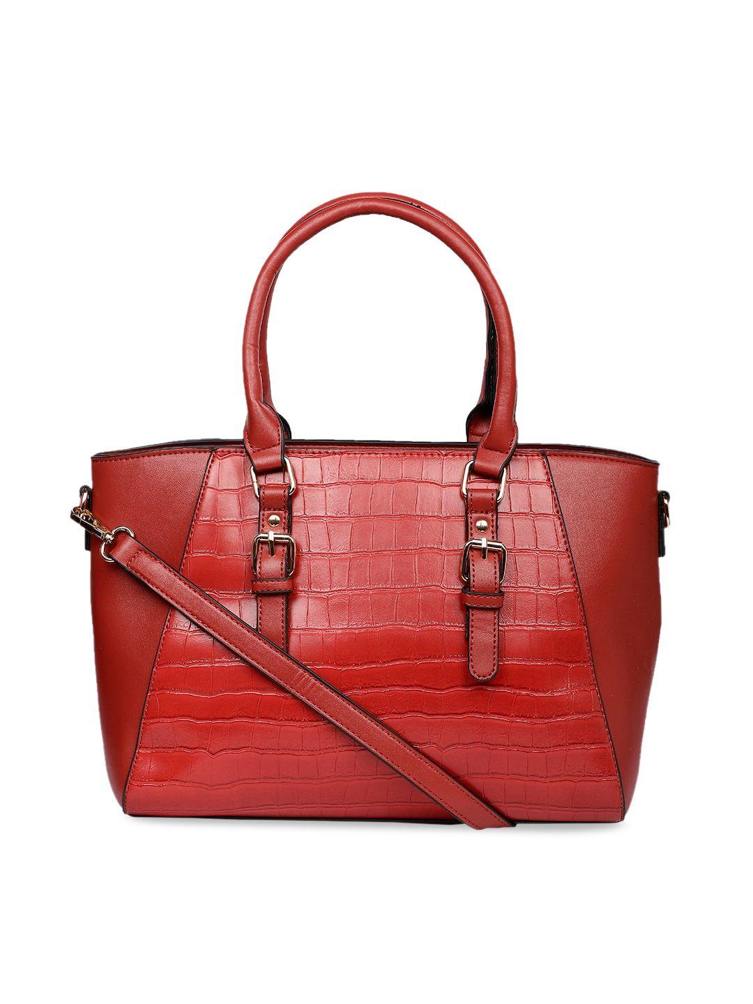 marie claire red textured structured shoulder bag