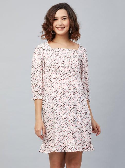 marie claire white floral print a line dress