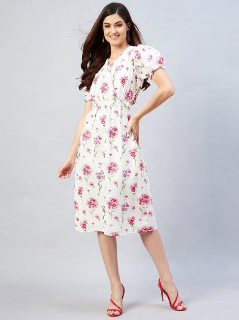 marie claire white floral print wrap dress