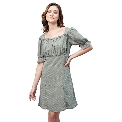 marie claire women's chiffon a-line above the knee dress (mc2323a_teal_s)