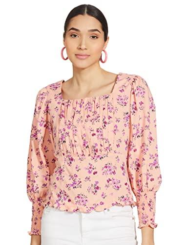 marie claire women's floral regular blouse (mc2219_pink large)