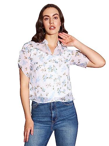 marie claire women's floral regular fit blouse (mc2434a_white l)