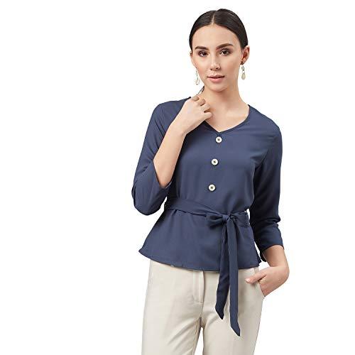 marie claire women's plain regular fit shirt (mc1974_blue small)