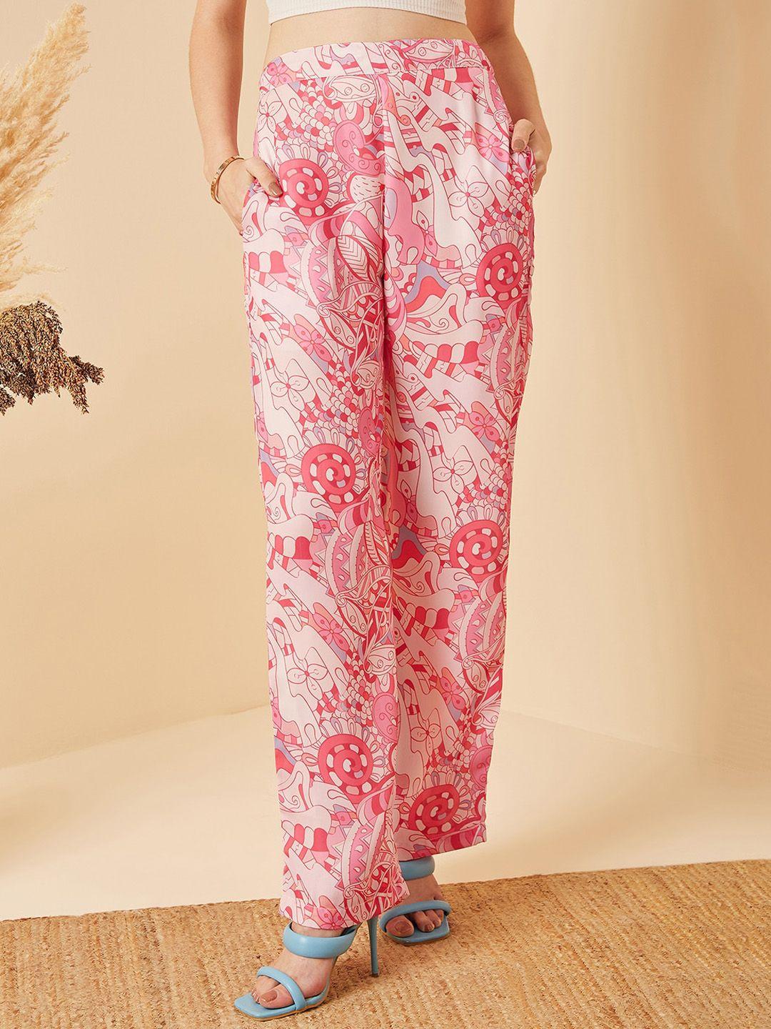 marie claire women abstract printed high-rise easy wash trousers