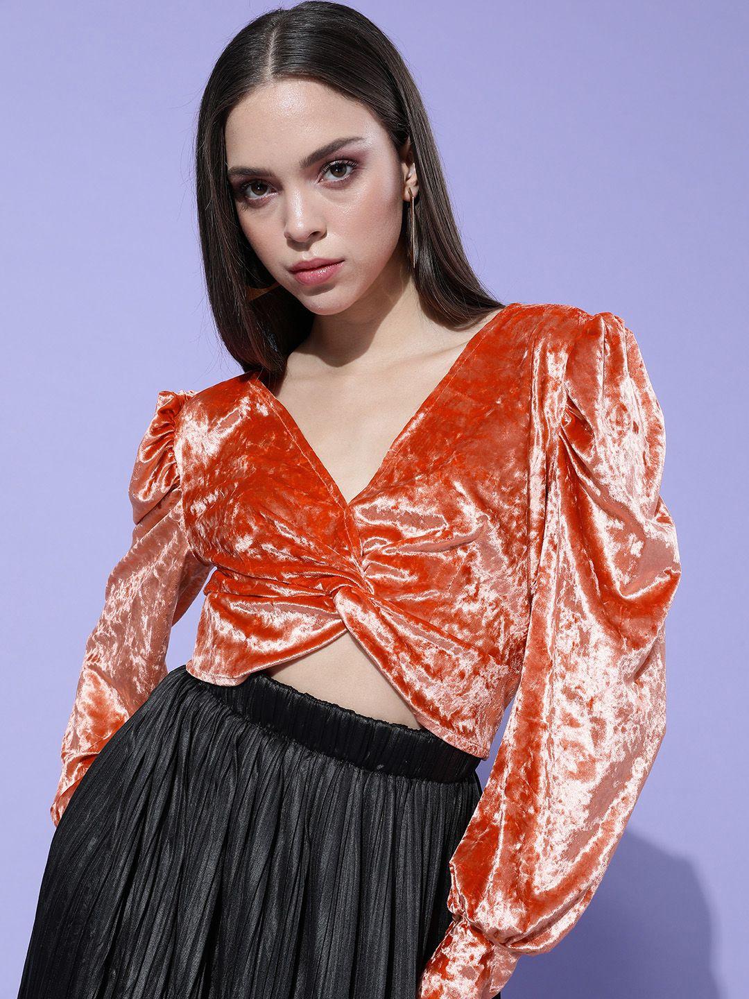 marie claire women attractive peach solid velvet top