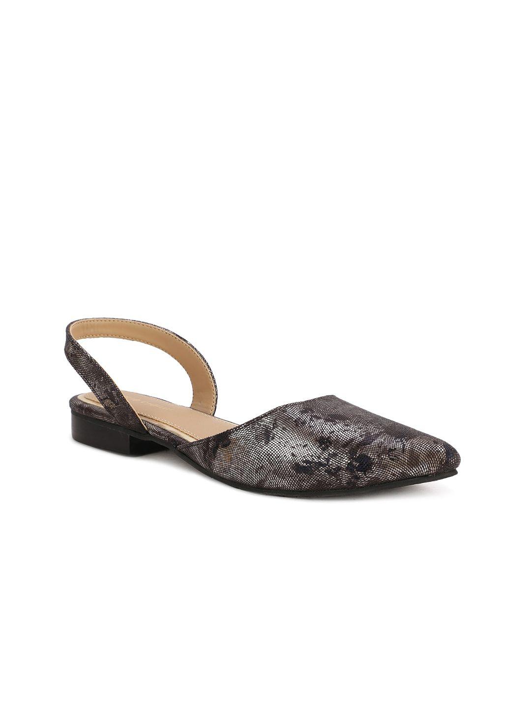 marie claire women black printed mules flats