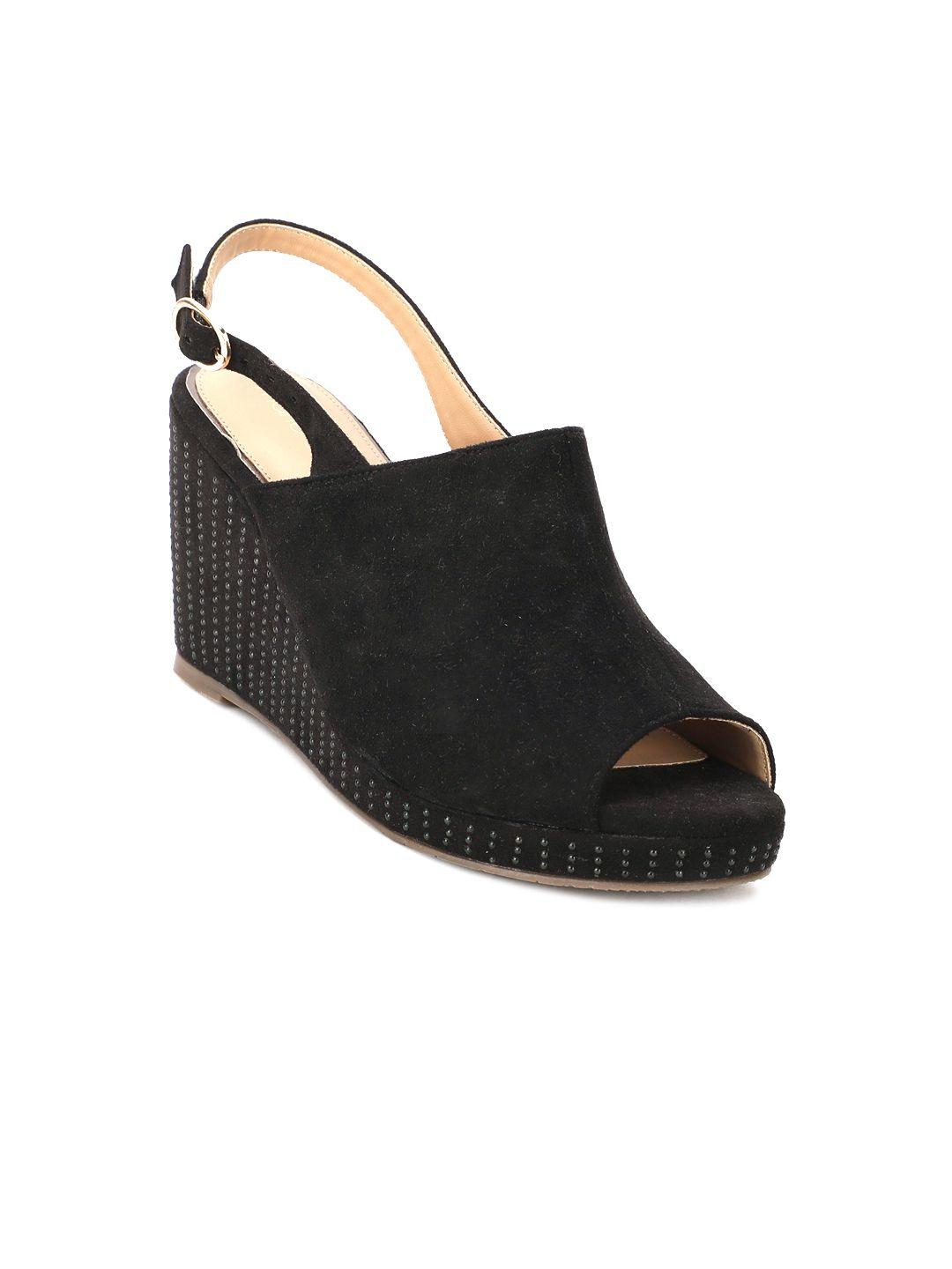 marie claire women black pu wedge peep toes