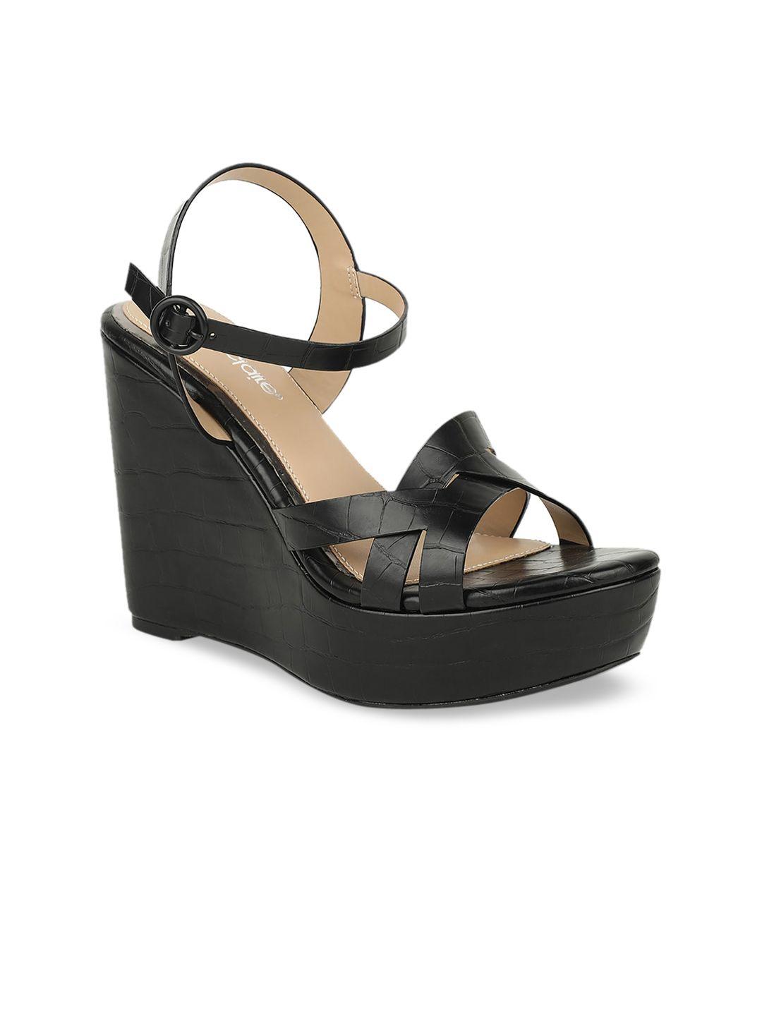 marie claire women black solid wedges