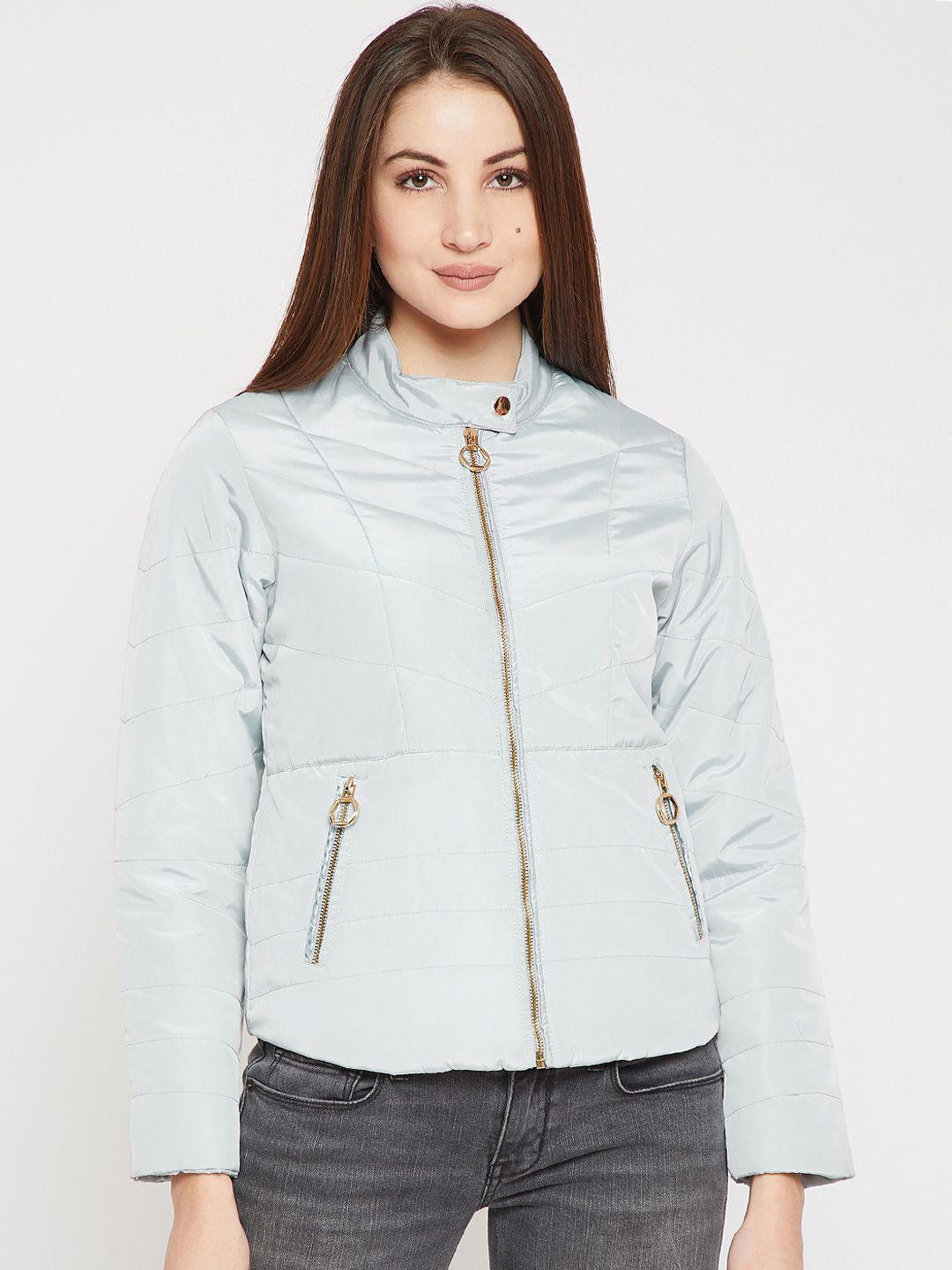 marie claire women blue solid padded jacket