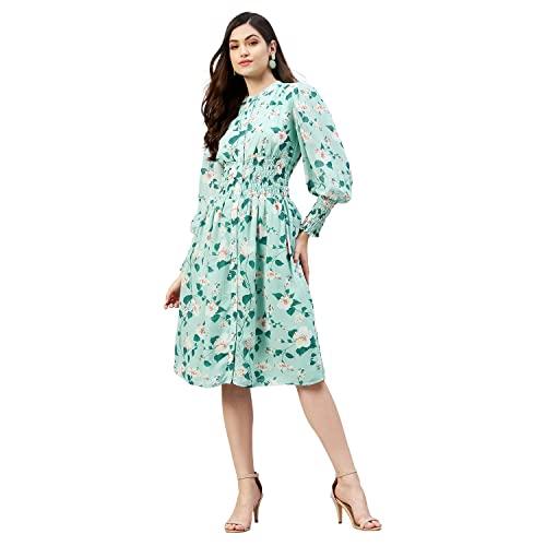 marie claire women casual green colour midi floral dress