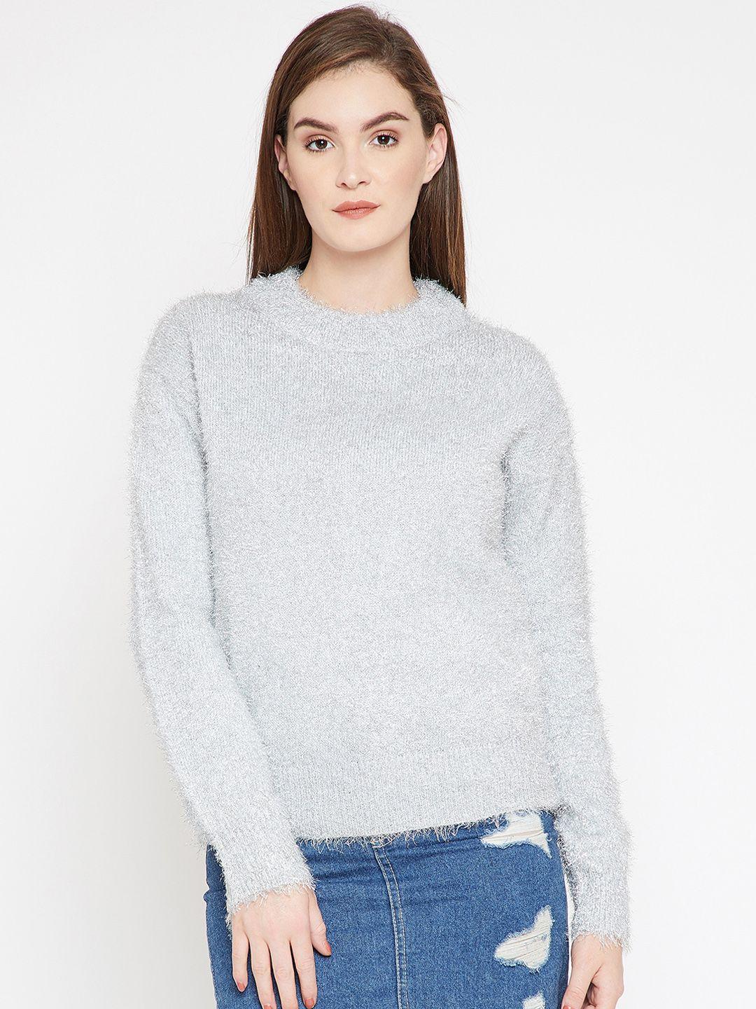marie claire women grey self design pullover
