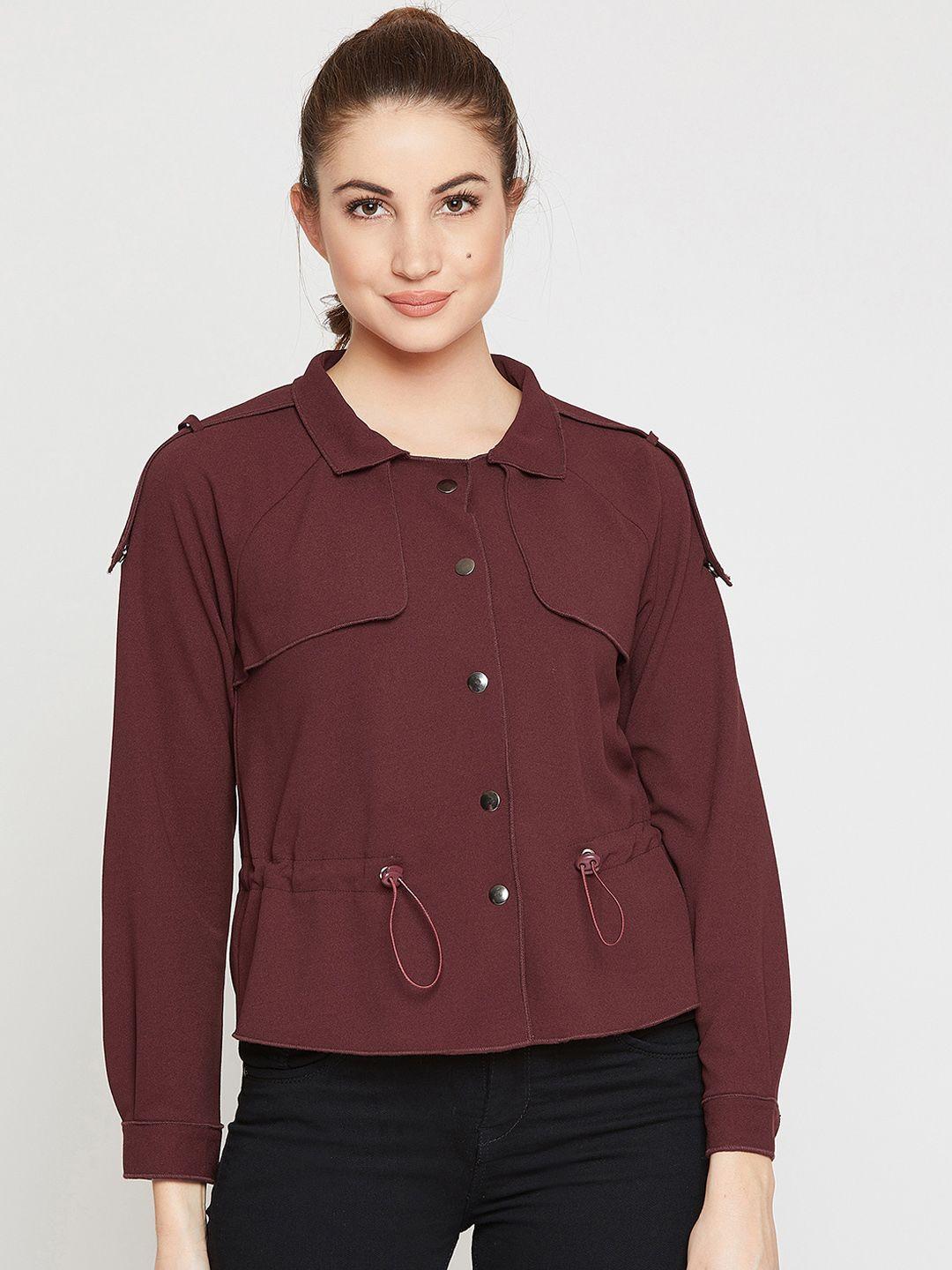 marie claire women maroon solid tailored jacket