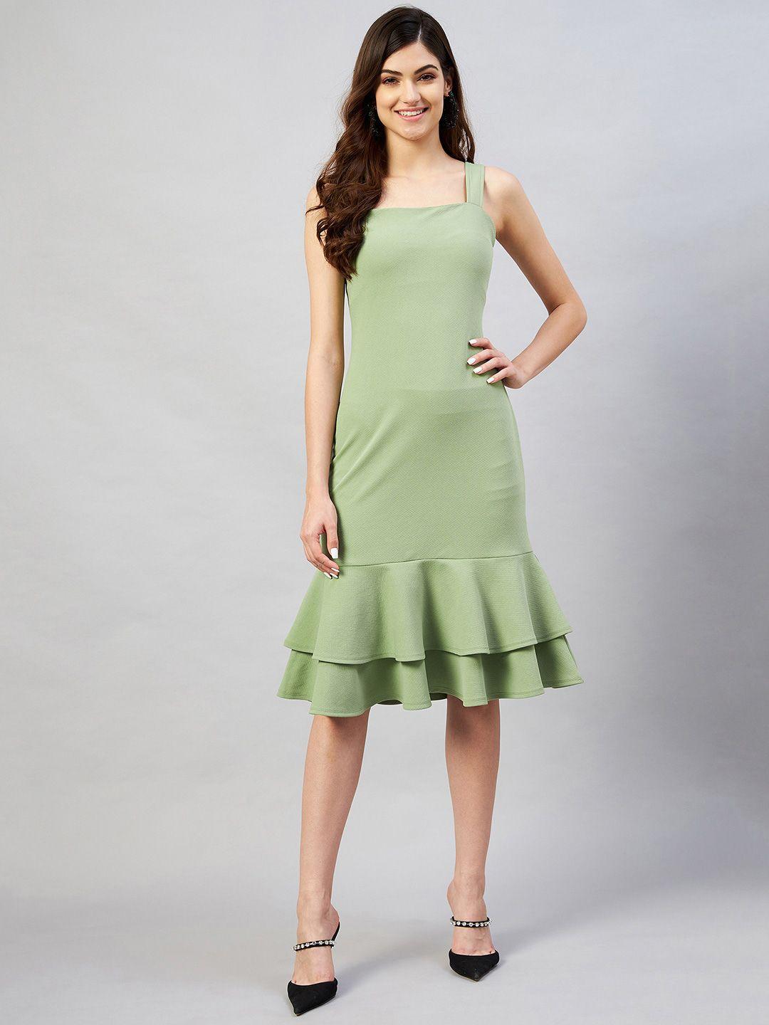 marie claire women olive green a-line midi dress
