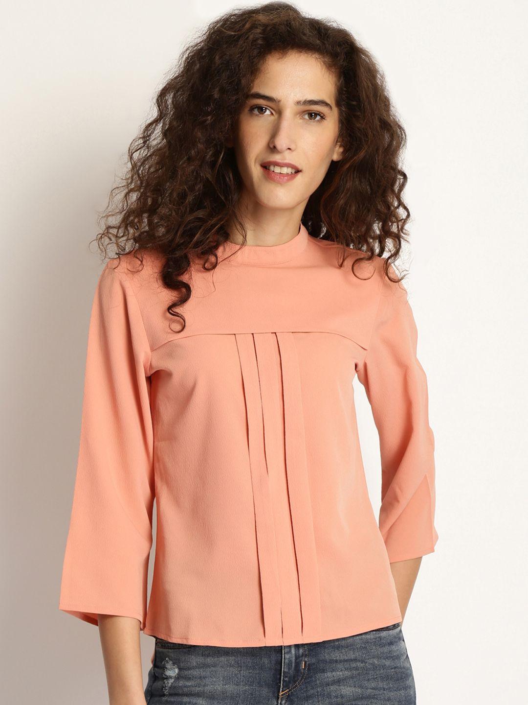 marie claire women peach-coloured solid top