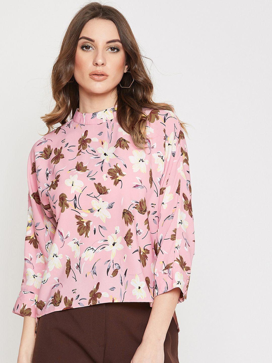 marie claire women pink & white printed top