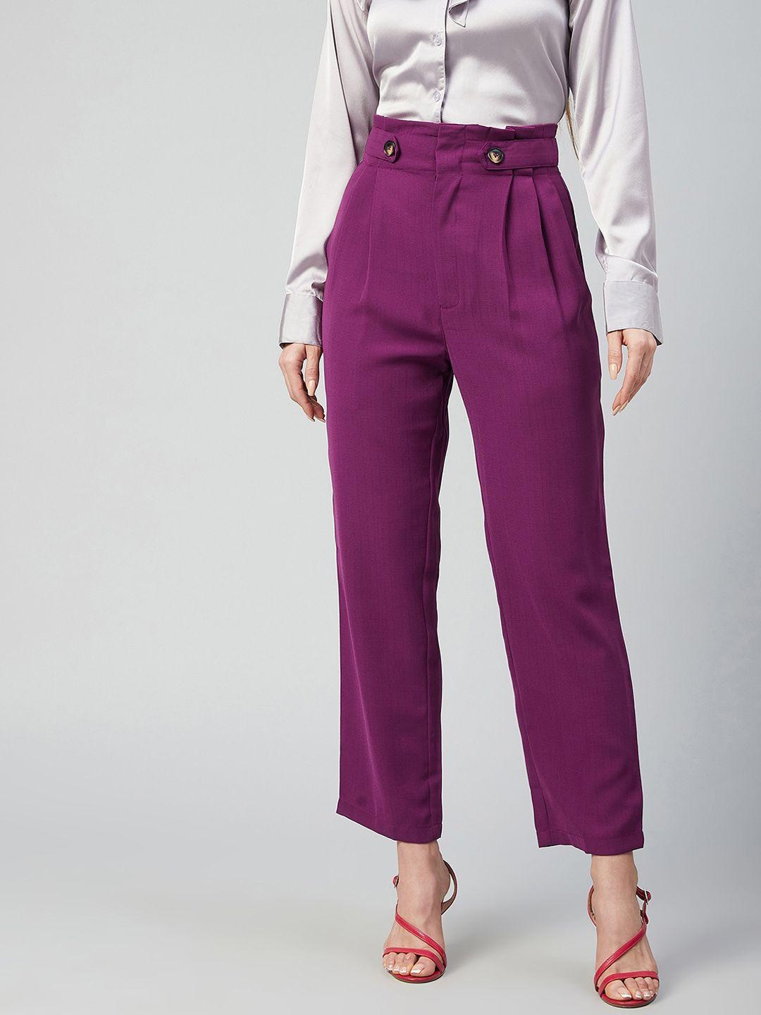 marie claire women purple pleated trousers