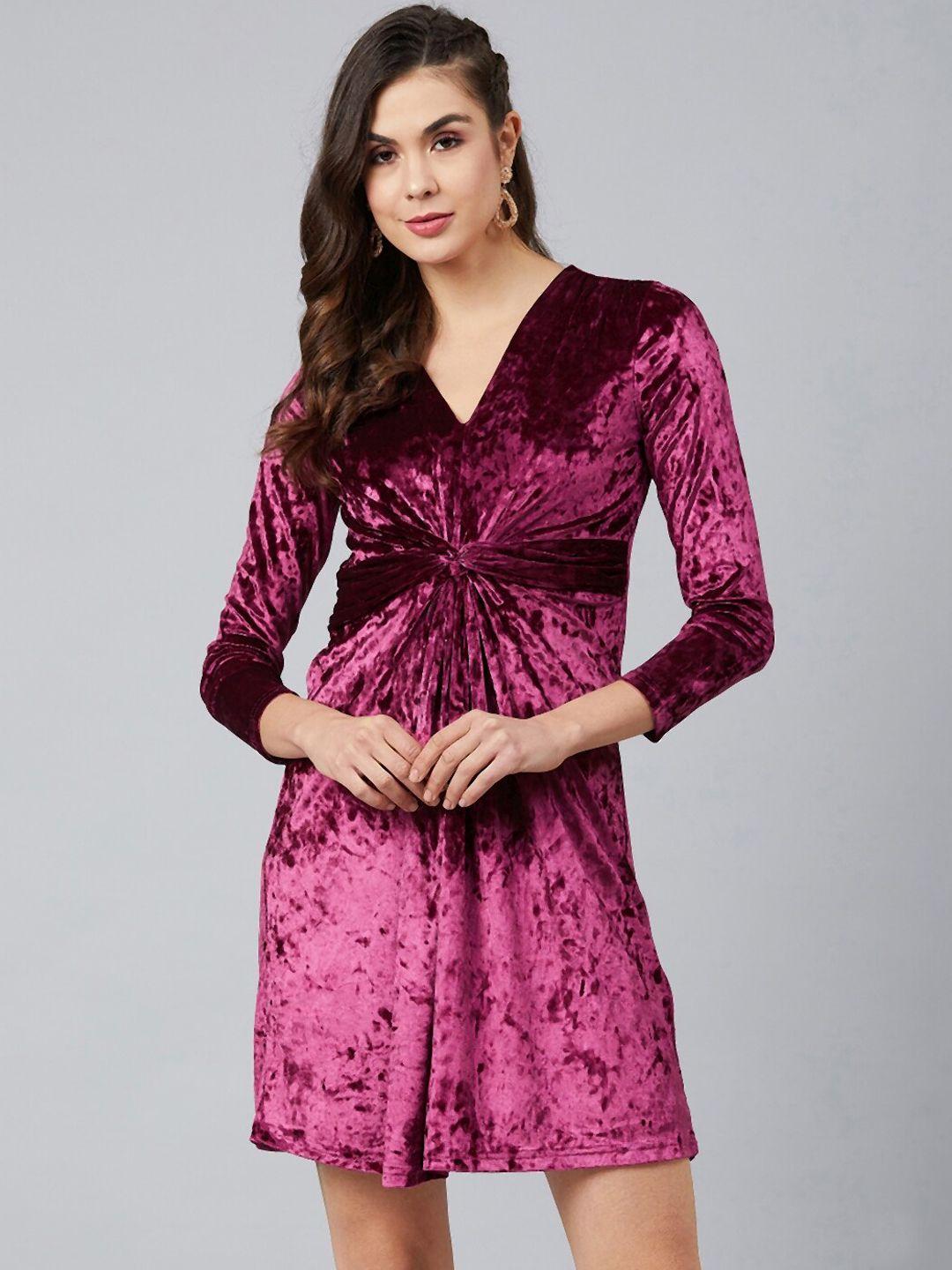 marie claire women purple printed wrap dress