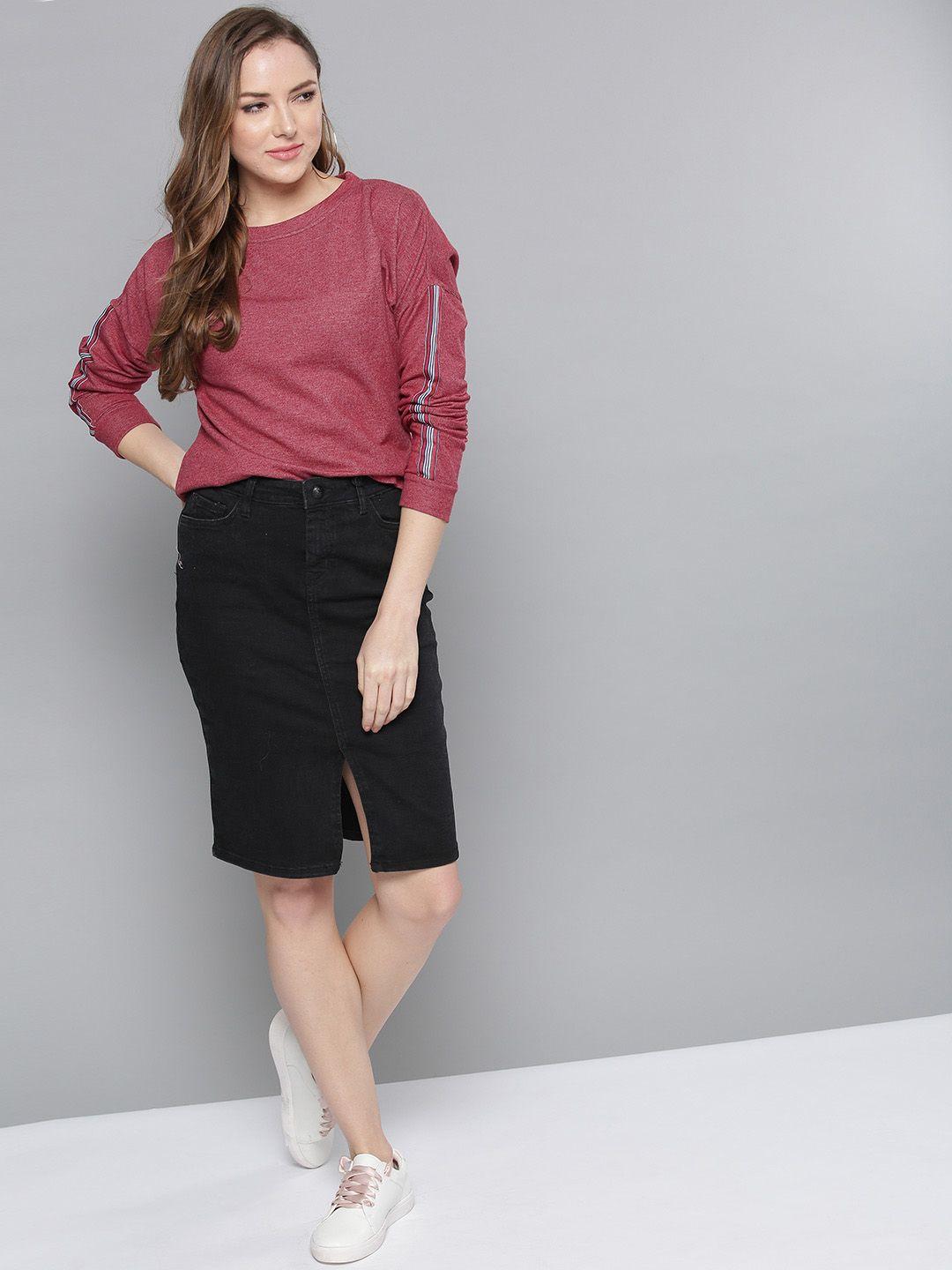 marie claire women red solid sweatshirt