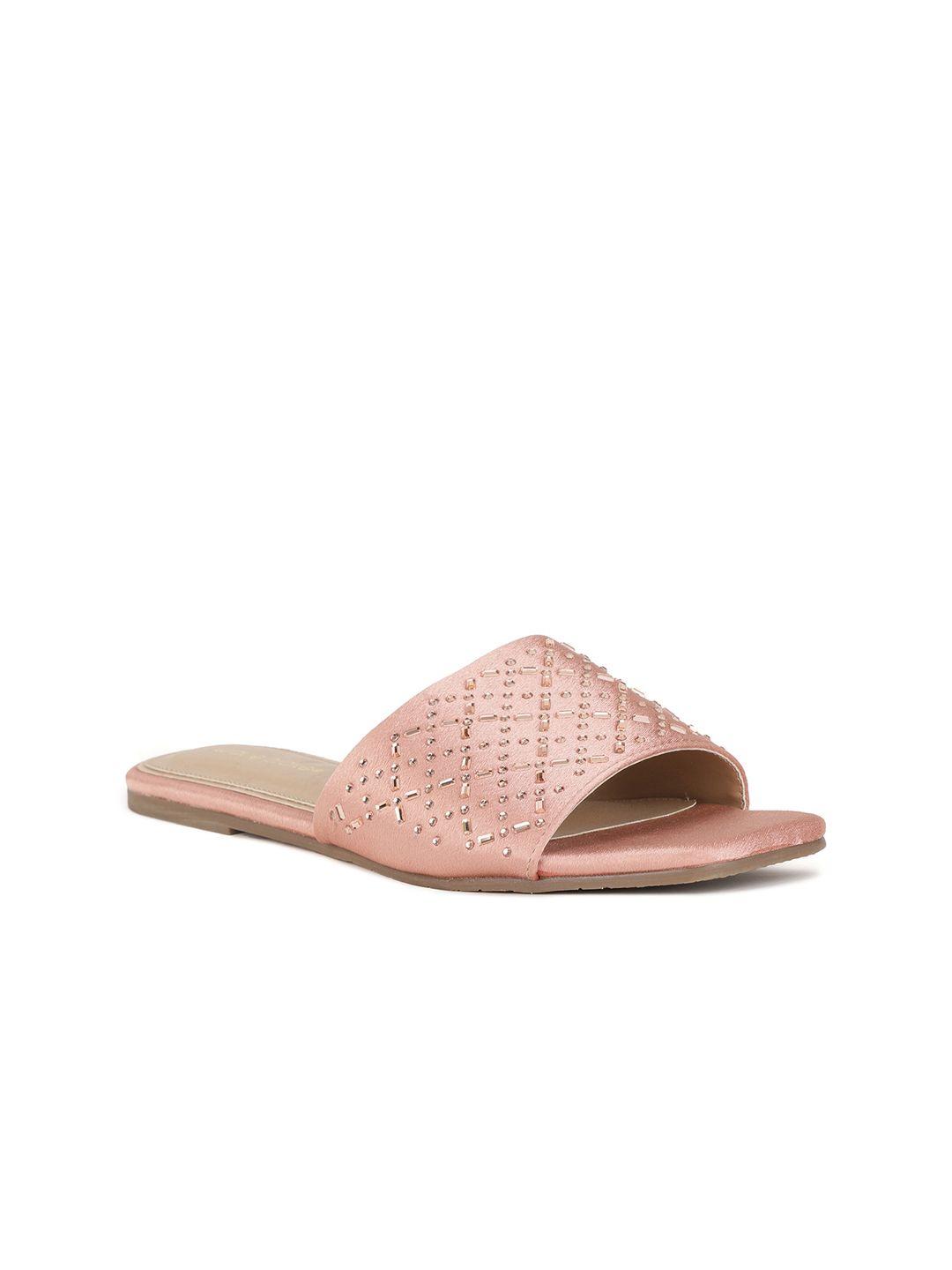 marie claire women rose gold open toe flats