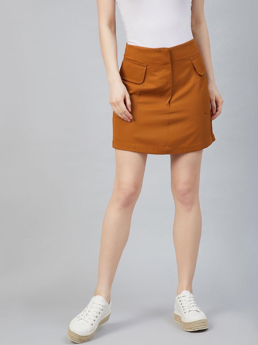 marie claire women tan brown solid straight mini skirt