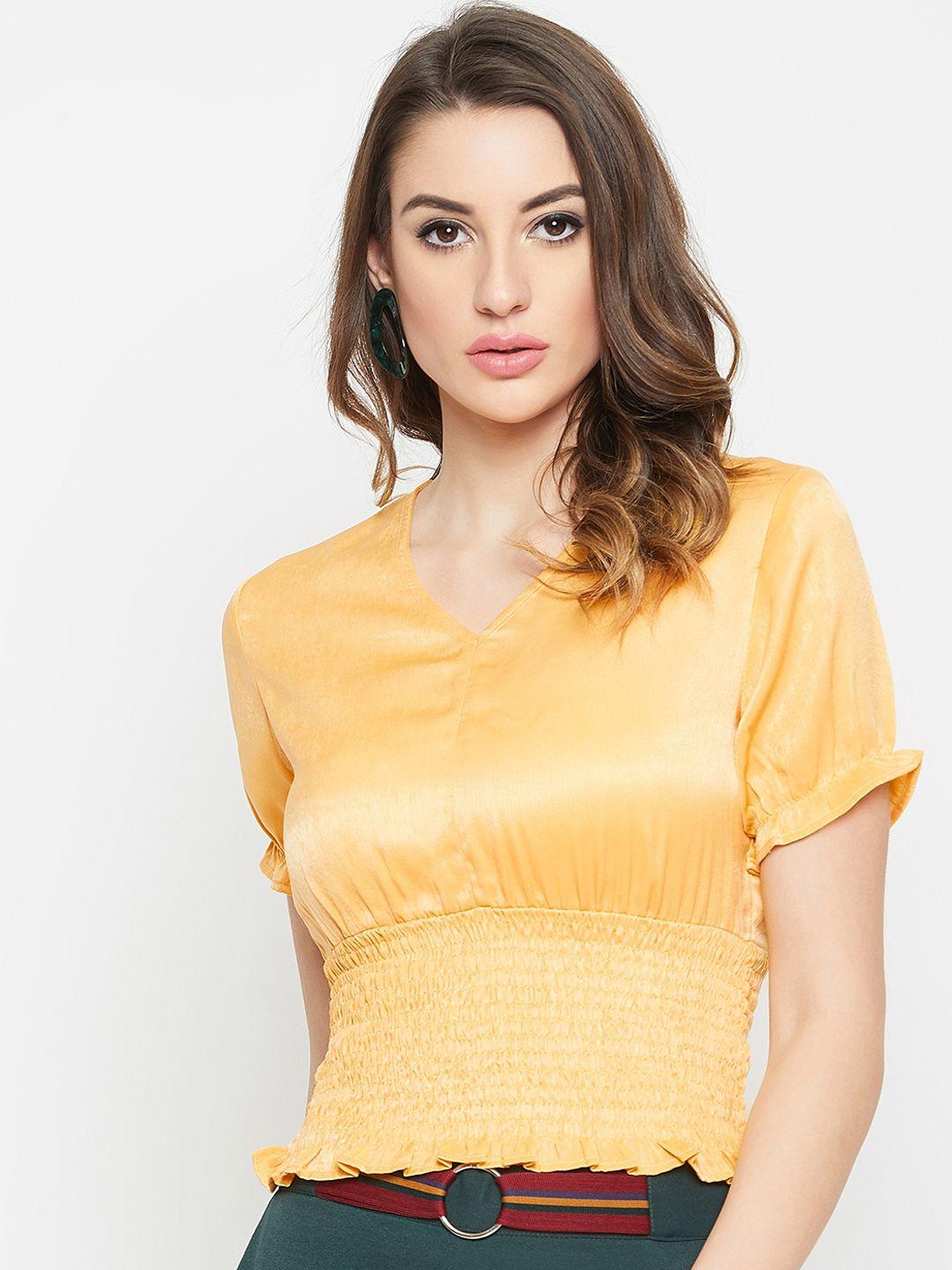 marie claire women yellow solid empire top